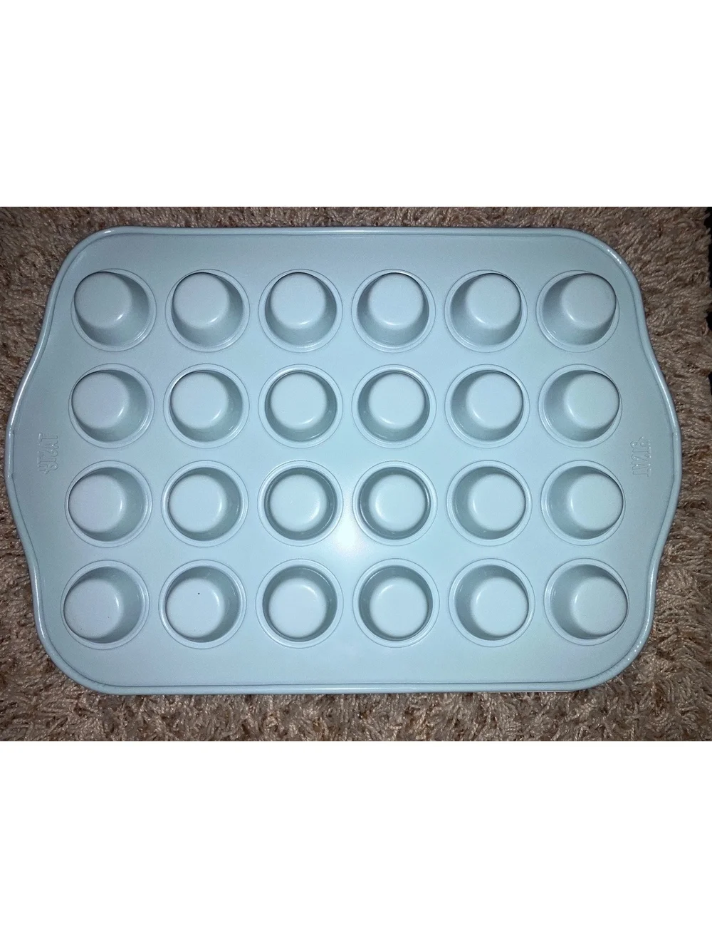 Ceramic 24-Cup Mini Muffin Pan, Aluminized Steel, Aqua